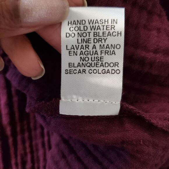 Entro Women's Dress Small Purple Embroidered 100% Cotton Short Flutter Sleeve - Picture 6 of 8